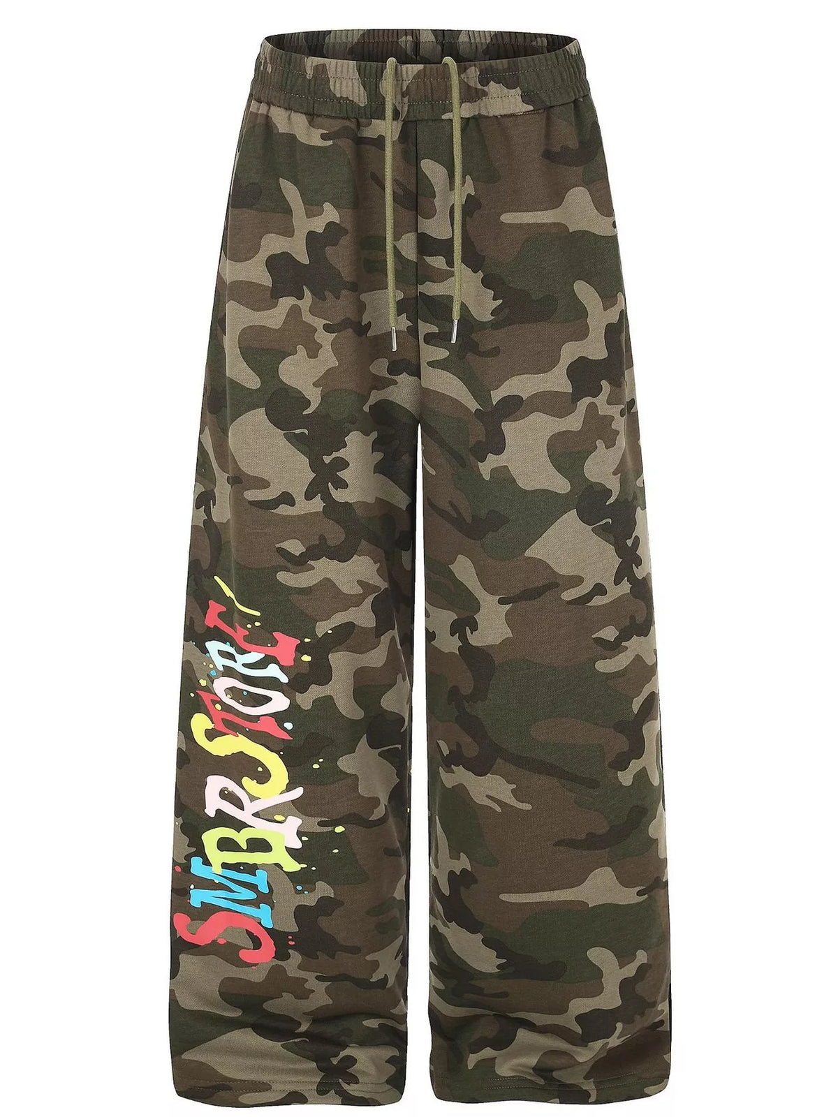 Men's Green Camouflage Men's Camouflage Wide-Leg Pants - Green Camouflage