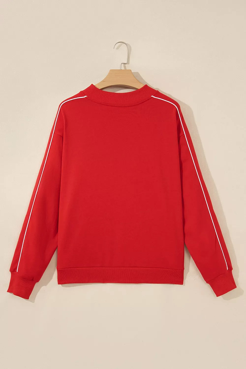 Women's Red Stand Neck Long Sleeve Regular Fit Sweatshirt - Red