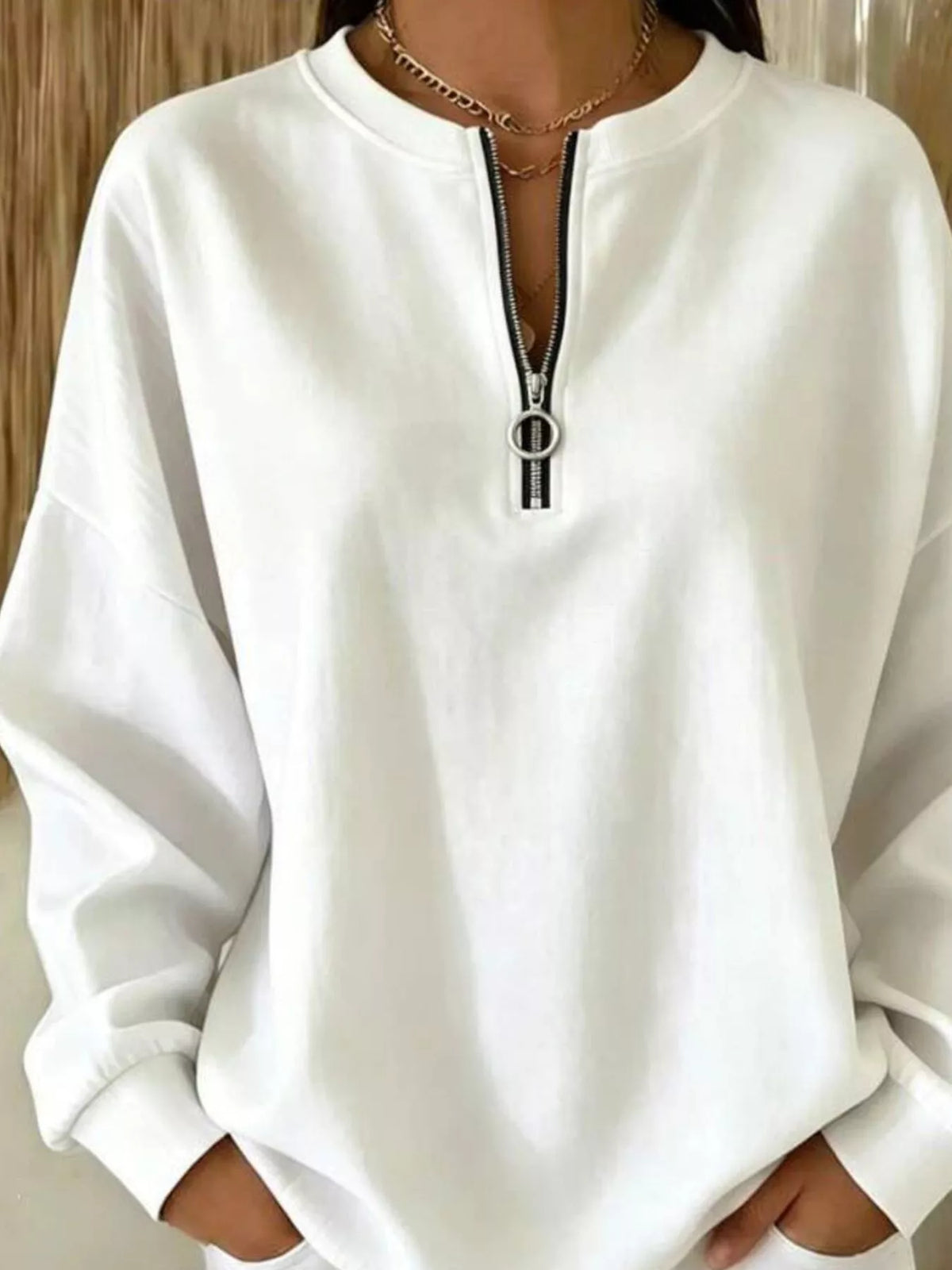 Women's Quarter-Zip Dropped Shoulder Sweatshirt