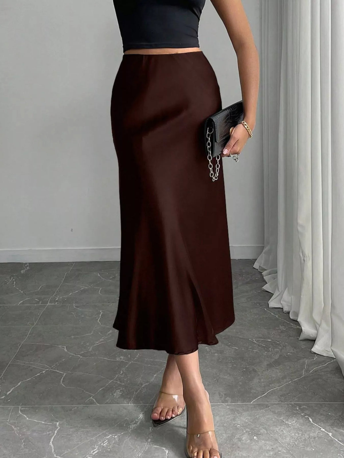 Women's Satin Midi Skirt