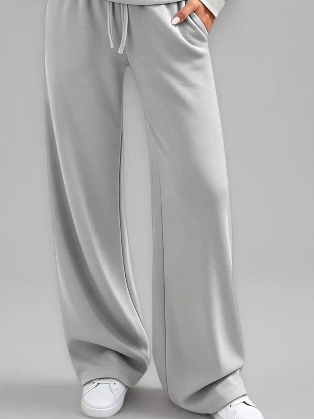 Women's Button Detail Dropped Shoulder Top and Pants Set