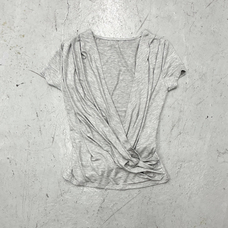 Sexy Deep-V Women's Fashionable Versatile Short-sleeve T-shirt