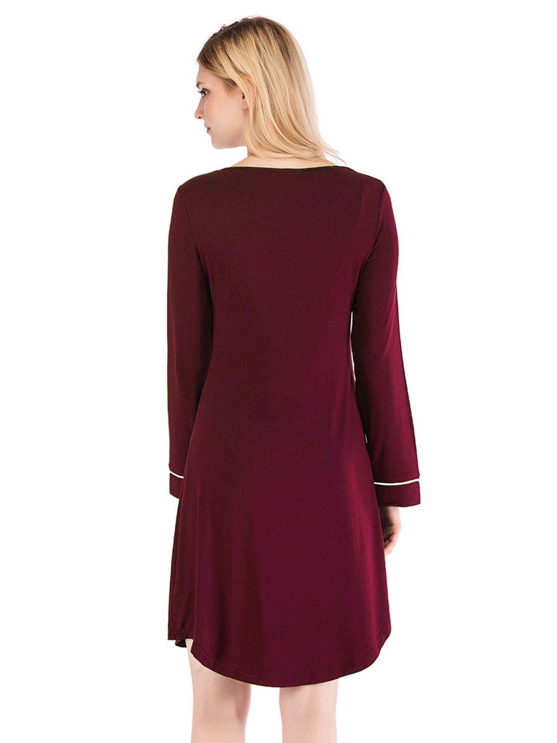 Women's Round Neck Night Dress with Pocket