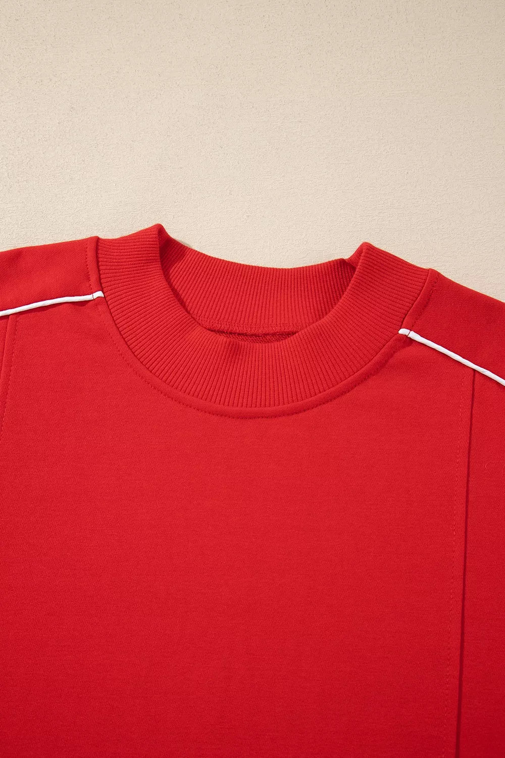 Women's Red Stand Neck Long Sleeve Regular Fit Sweatshirt - Red