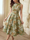 French-style Women's Retro Oil-painting Sleeveless Dress