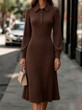 Womens Solid-color Casual Versatile Dress