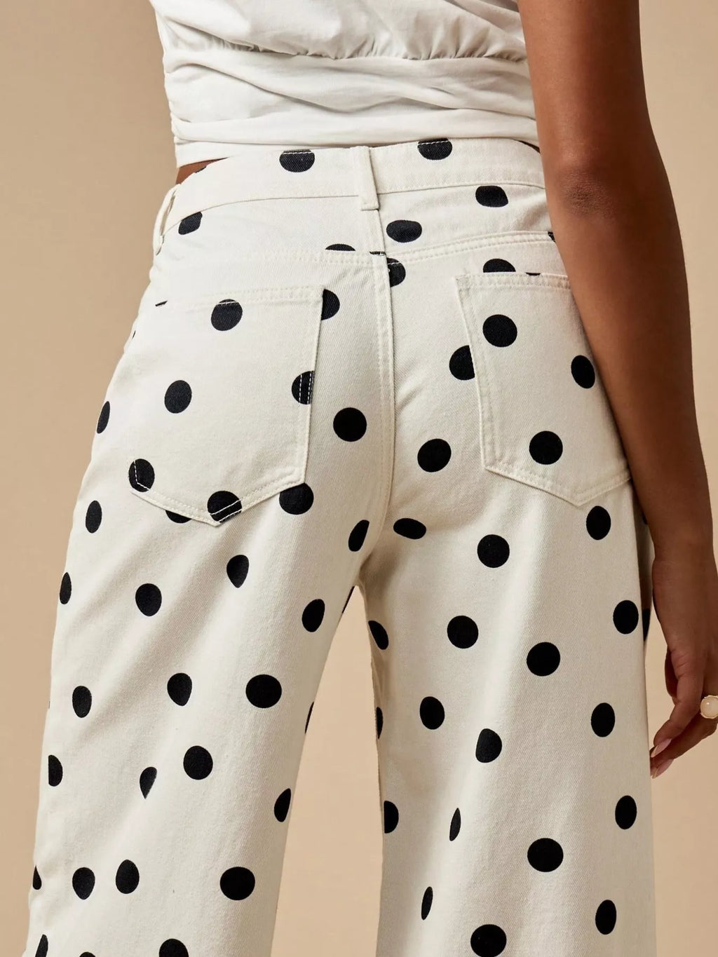 Women's Polka Dot Wide-Leg Jeans