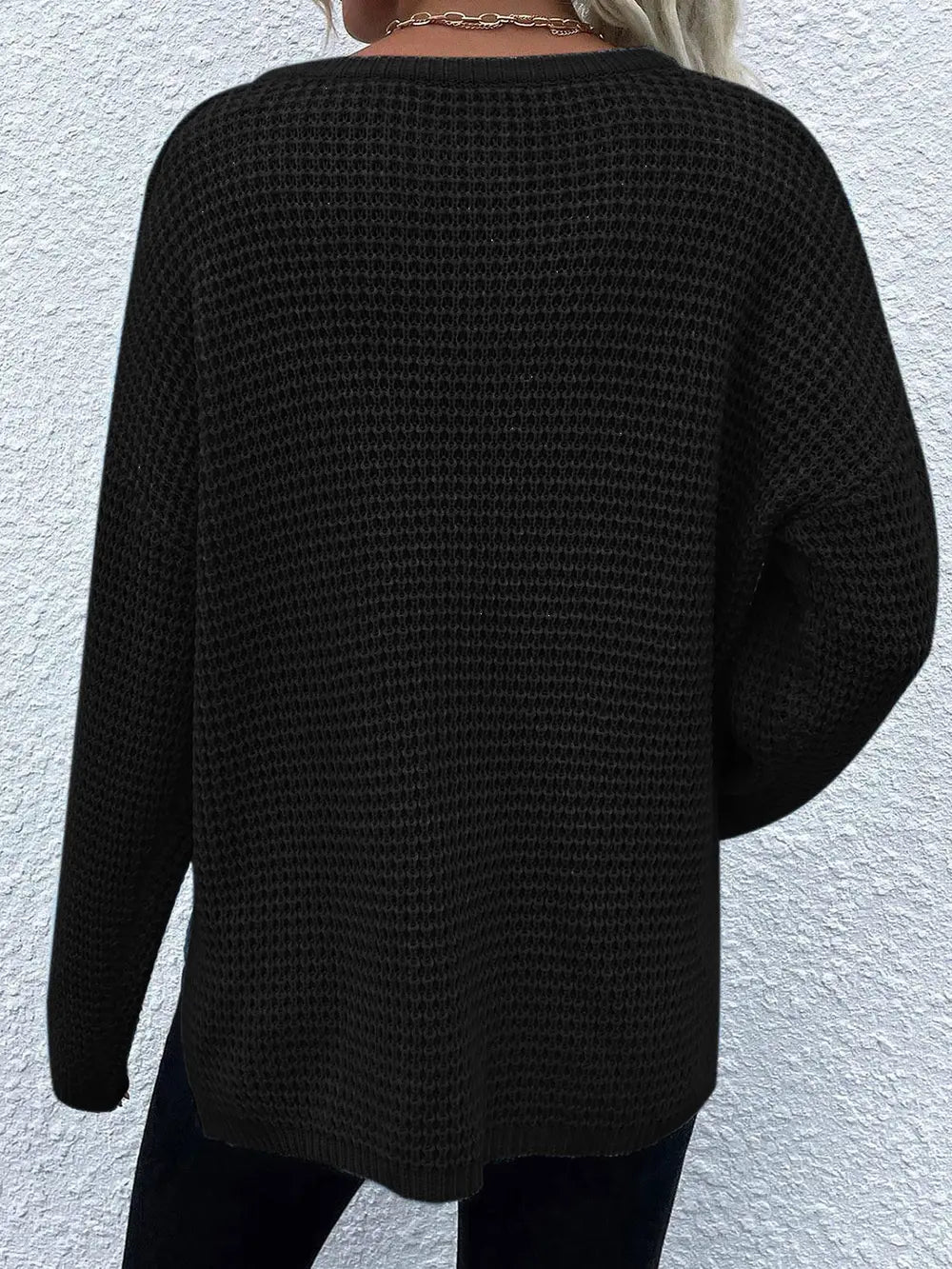 Women's Notched Long Sleeve Sweater