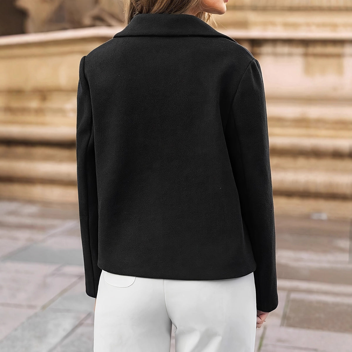 Women's Elegant And Simple Wool Double-breasted Casual Jacket
