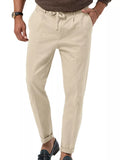 Men's Casual Drawstring Pants, Plus Size - Apricot