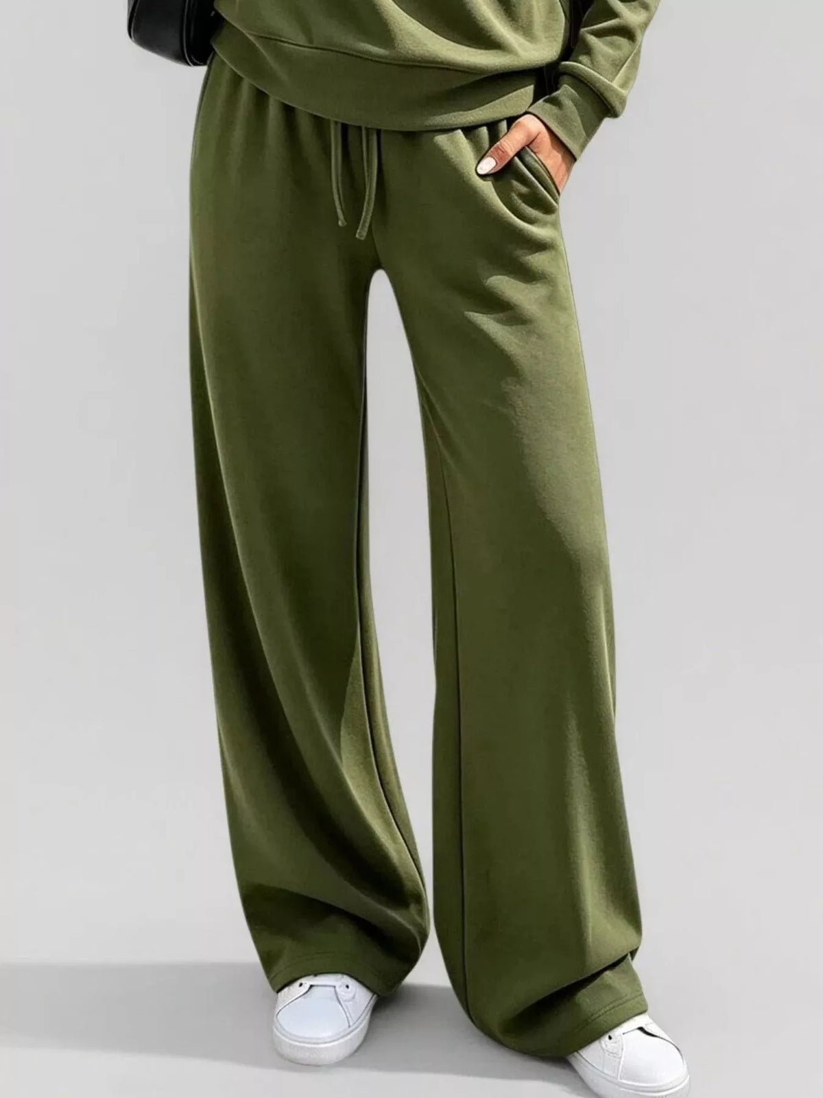 Women's Button Detail Dropped Shoulder Top and Pants Set