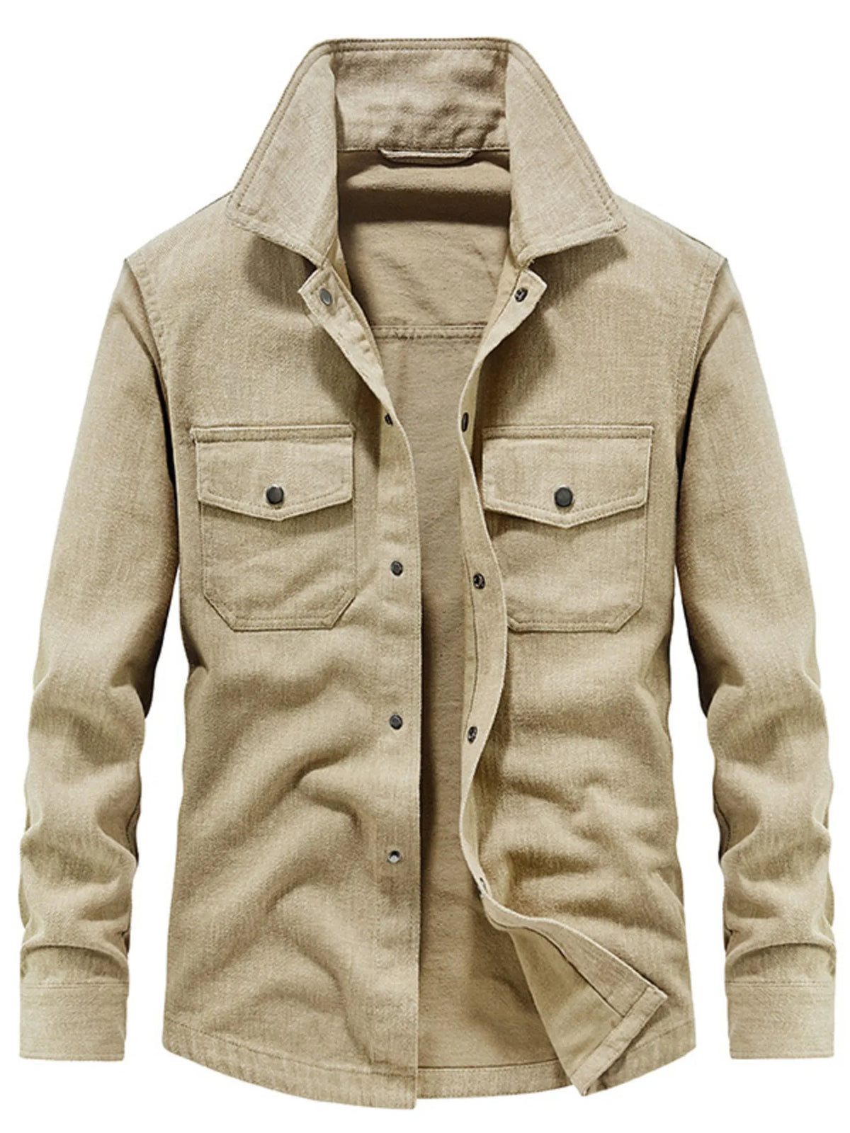 Men's Plus Size Dual Chest Pockets Shacket