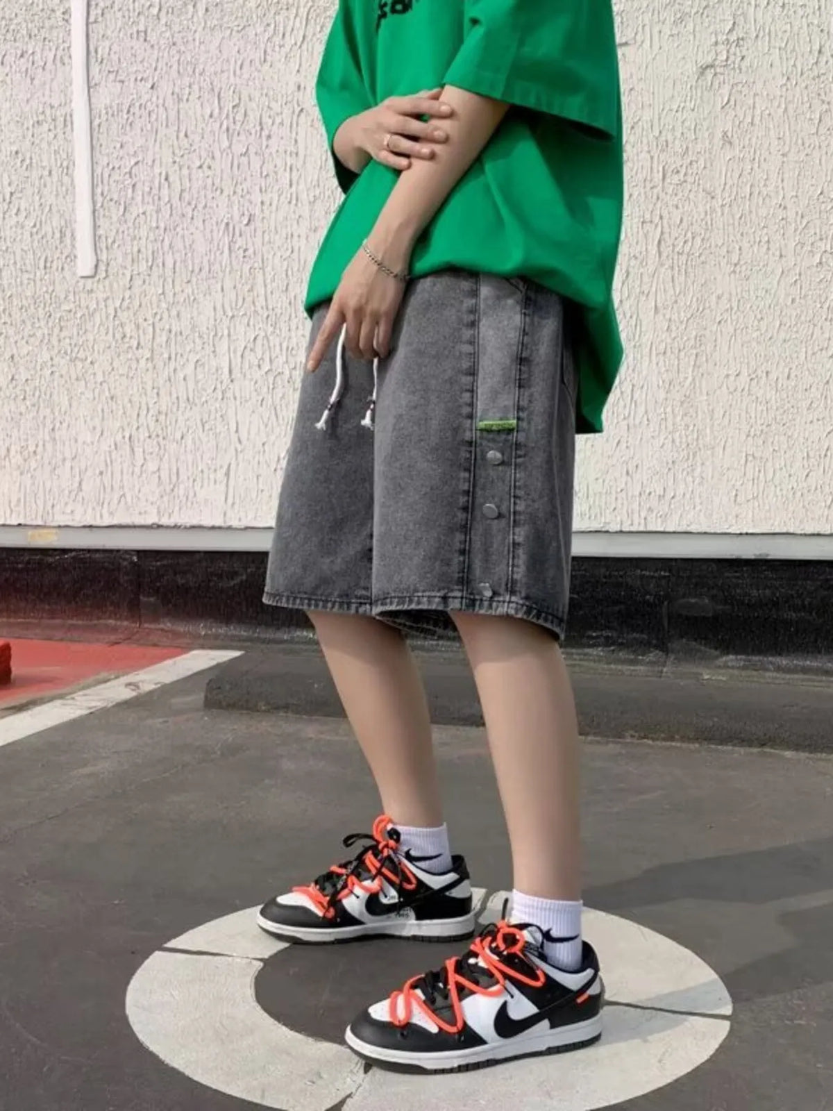 Men's Plus Size Casual Loose Fit Denim Shorts with Drawstring with Pockets