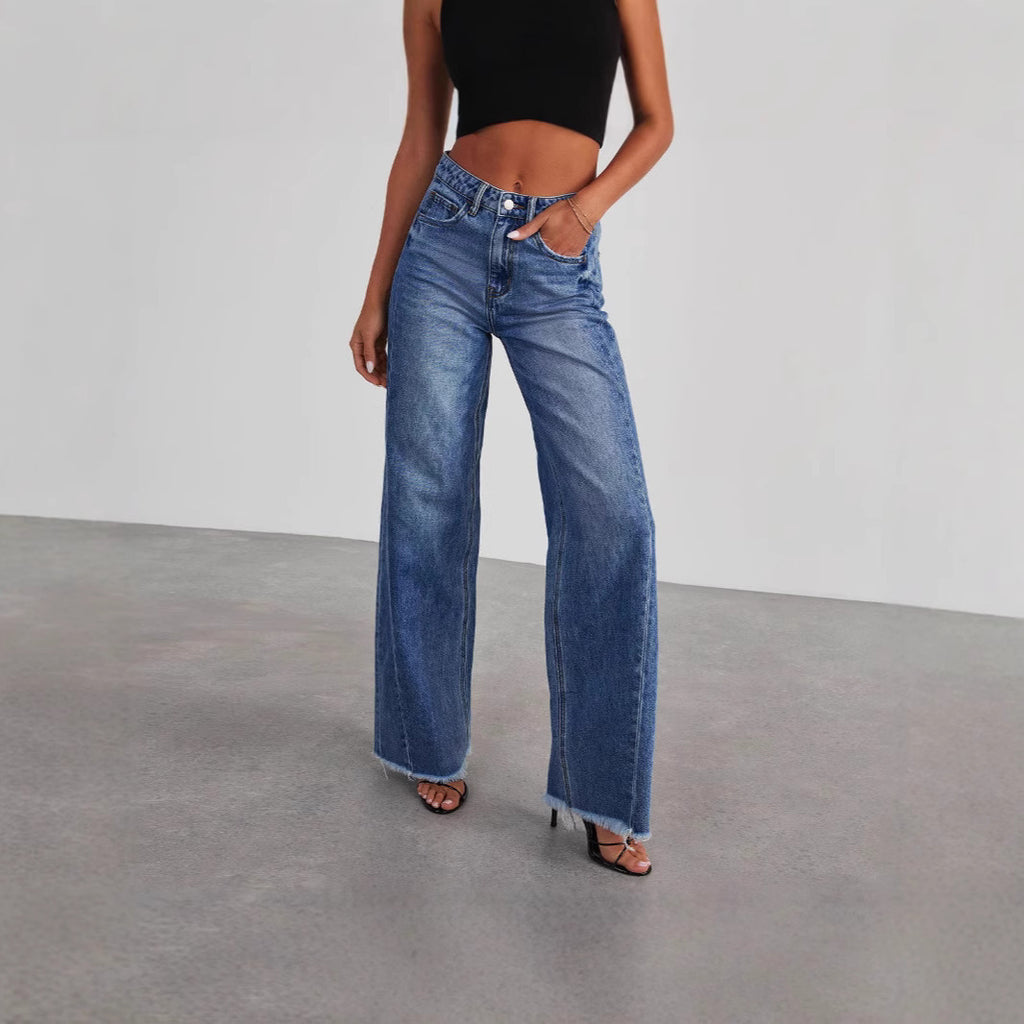 New Jeans For Women, Washed Loose Casual Straight-Leg Wide-Leg Floor-Length Pants For Women