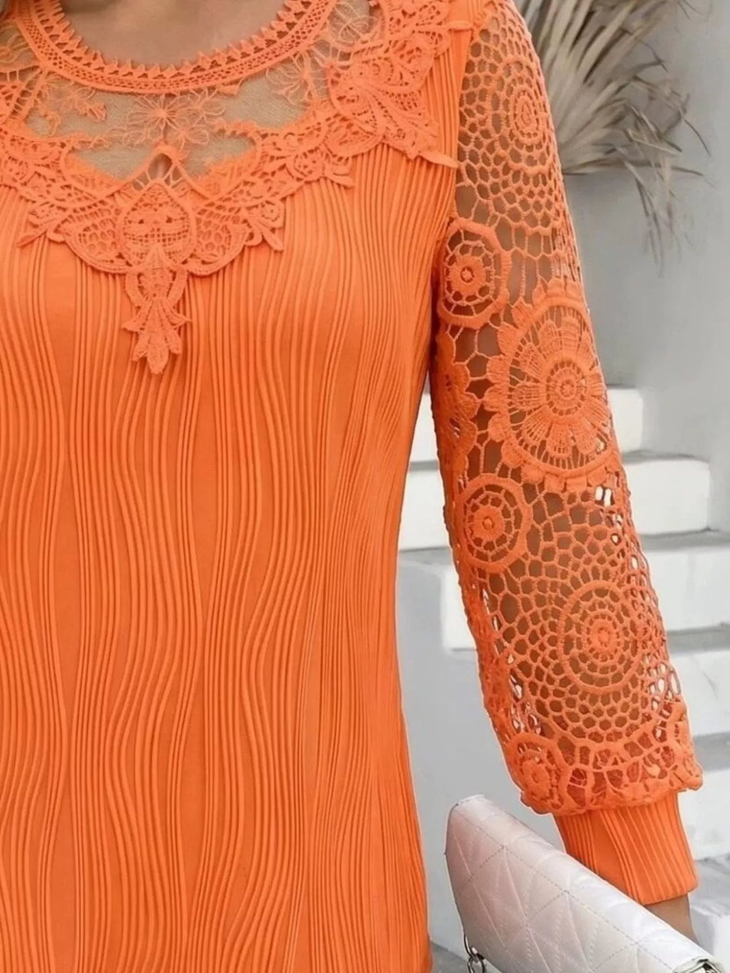 Women's Lace Patchwork Long Sleeve Blouse