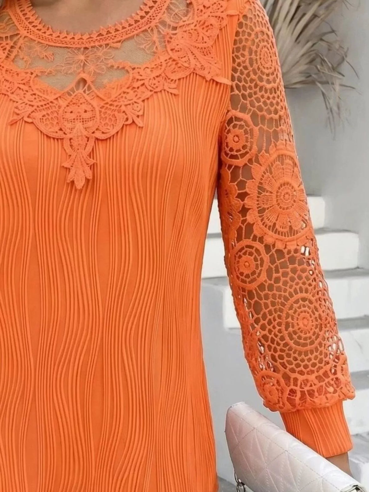 Women's Lace Patchwork Long Sleeve Blouse