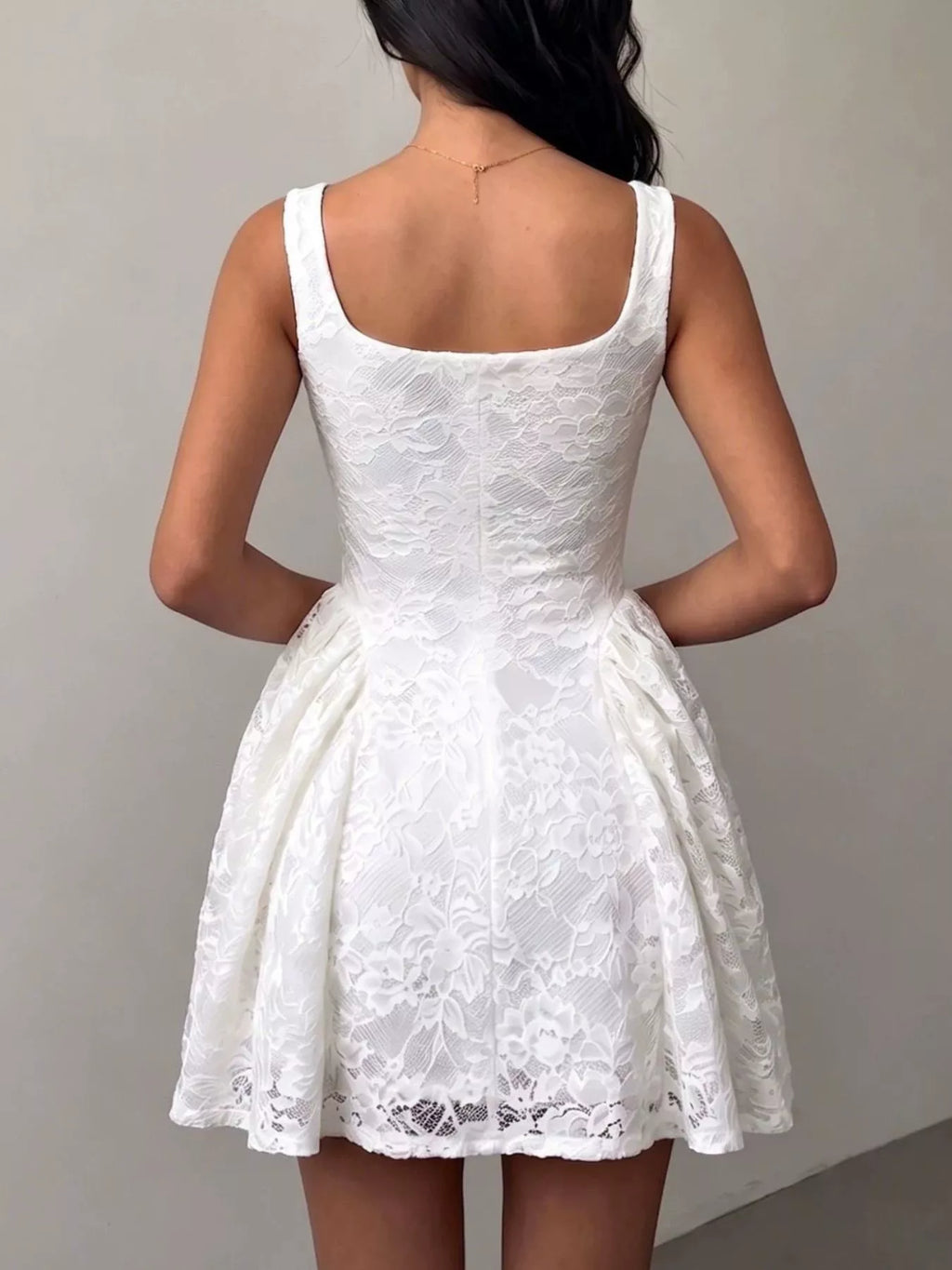 Women's Floral Lace Square Neck Mini Dress