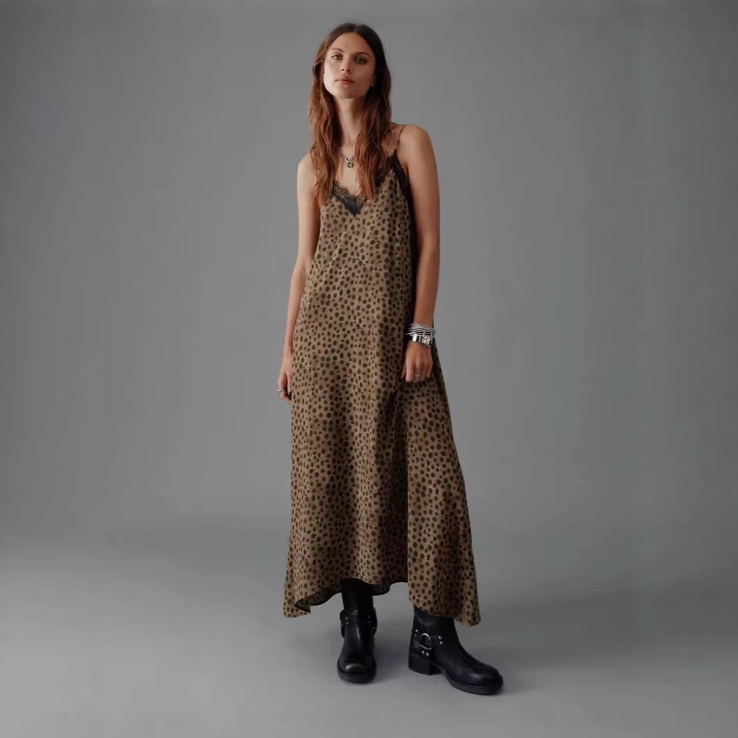 Elegant And Sexy Leopard-print Slip Dress