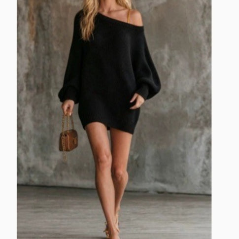 Fashionable Women's Off-shoulder Knitted Dress