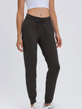 Women's Double Take Tied Joggers with Pockets - Dark Gray