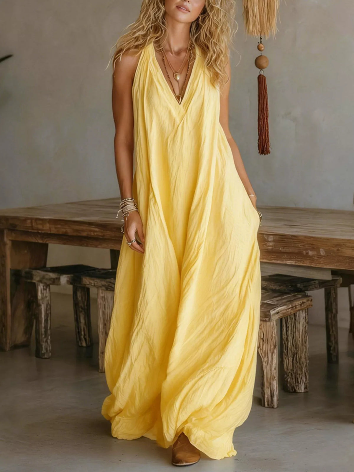 Full Size Sleeveless Flowy Maxi Dress Plus Size