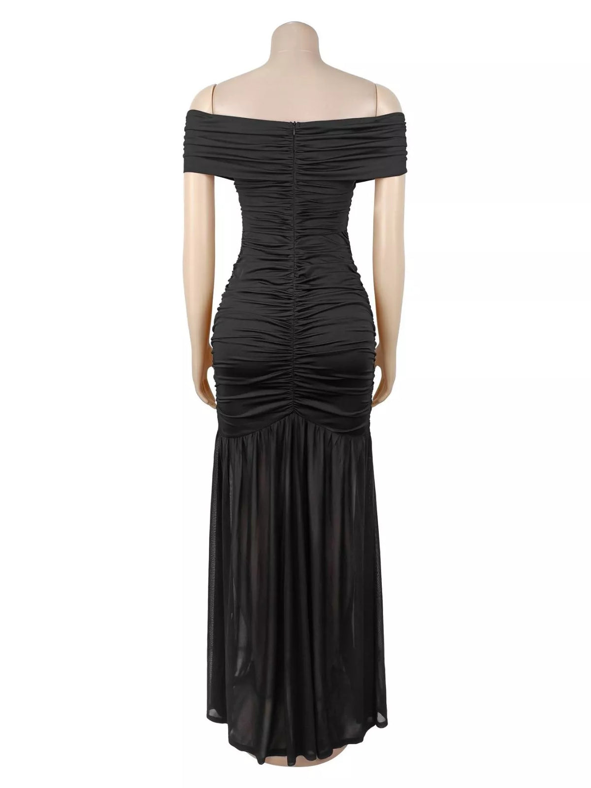 Women's Off-Shoulder Ruched Mermaid Maxi Dress