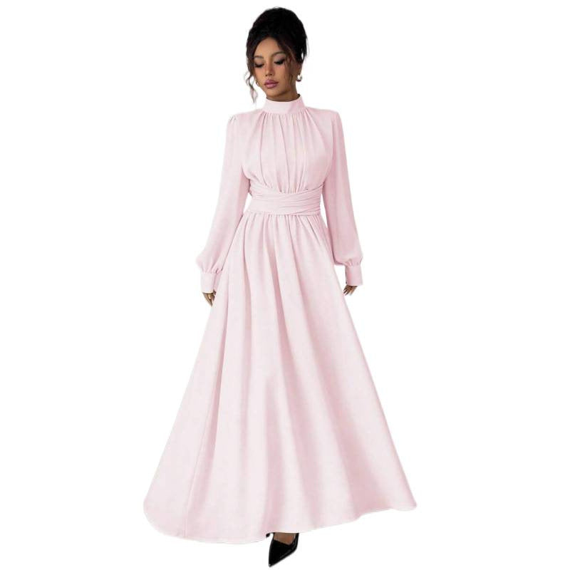 Fitted Figure-flattering Long-sleeve Dress With A Tie Waist