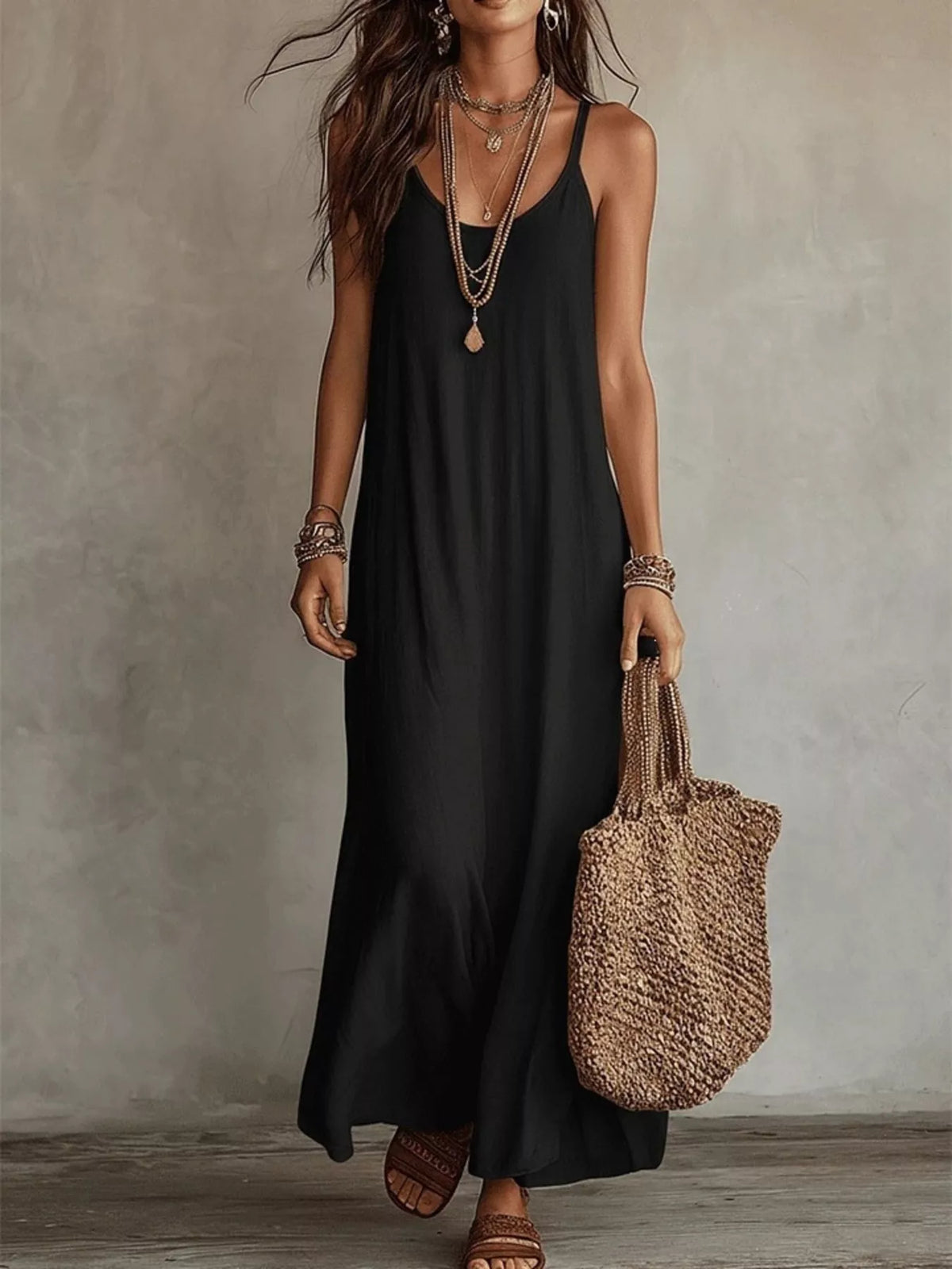 Full Size Scoop Neck Spaghetti Strap Maxi Dress Plus Size