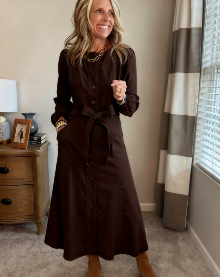 Fashionable Womens Loose-fit Casual Solid-color Dress