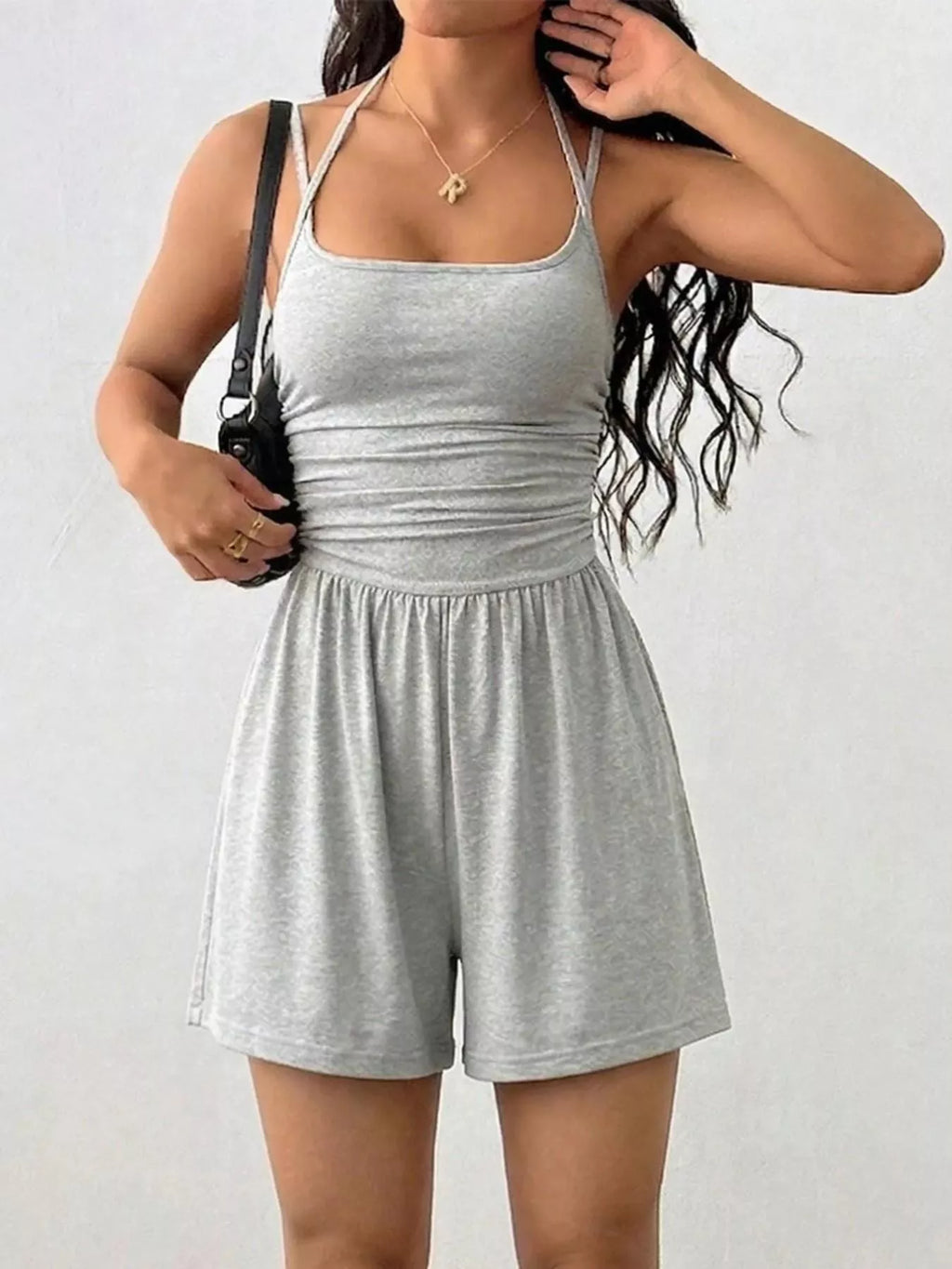 Women's Ruched Spaghetti Strap Romper