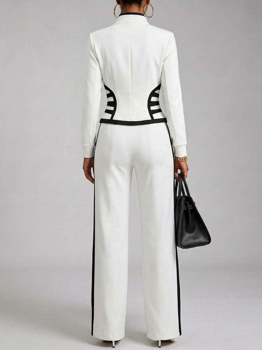 Tight-fitting Long-sleeve Top Tapered-leg Jacket Leggings Cotton Sports Set