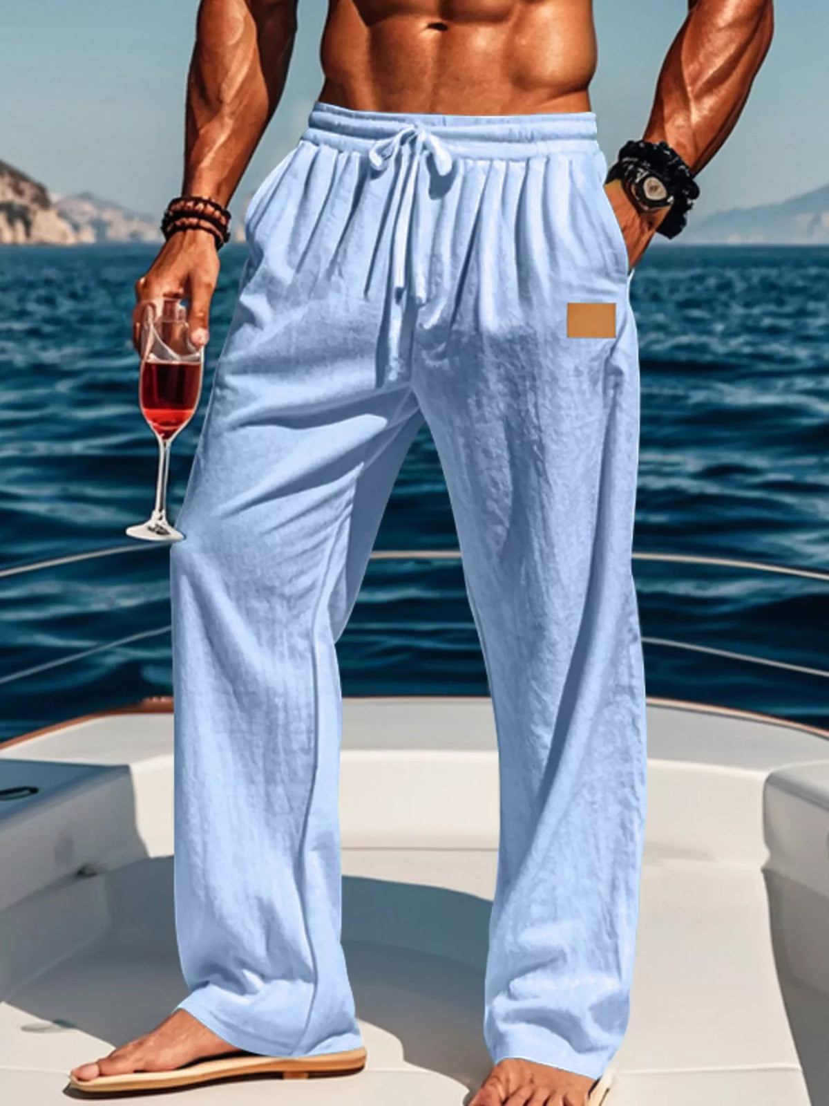 Men's Full Size Drawstring Wide Leg Pants Plus Size