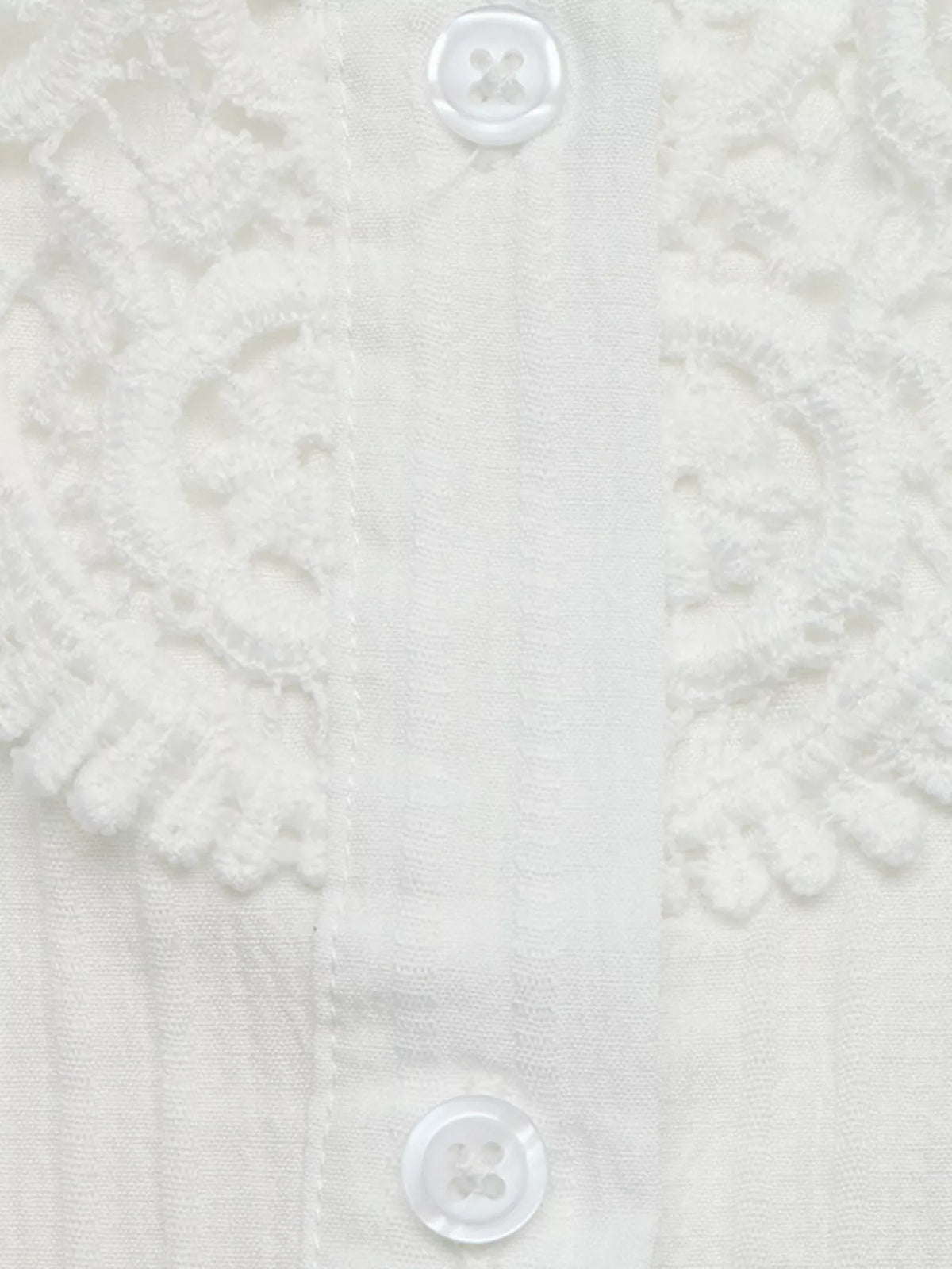 Women's White Lace Detail Long Sleeve Shirt - White