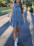 Classic Bow-tie Lace-up Loose-fitting Dress