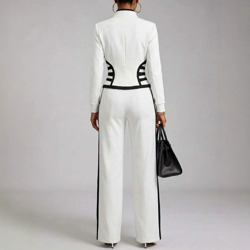 Tight-fitting Long-sleeve Top Tapered-leg Jacket Leggings Cotton Sports Set