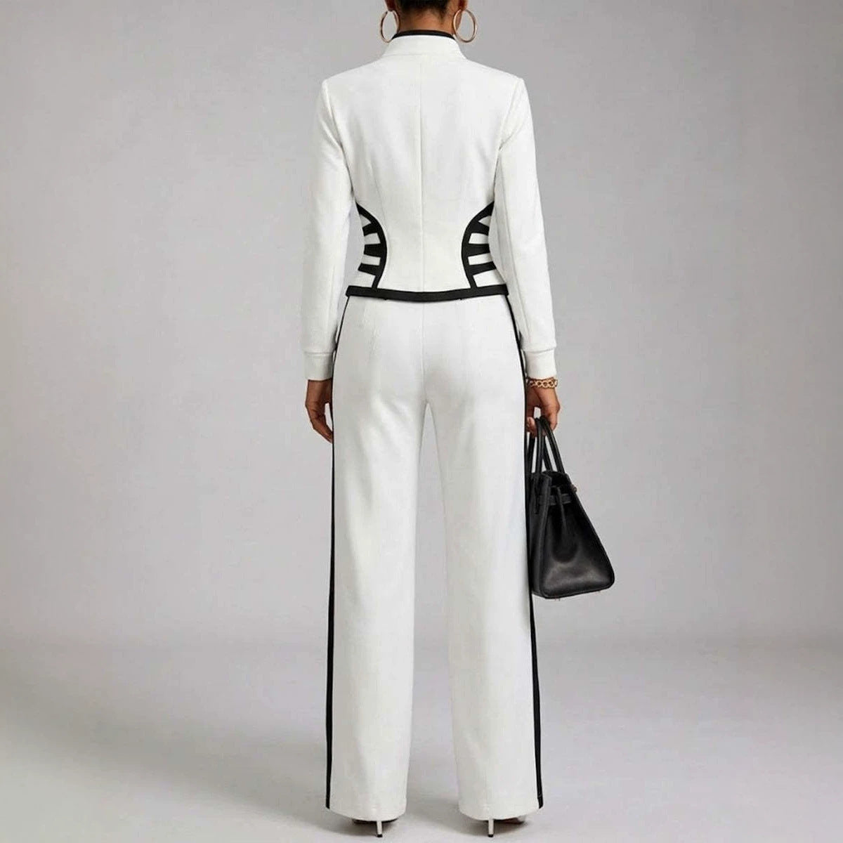 Tight-fitting Long-sleeve Top Tapered-leg Jacket Leggings Cotton Sports Set