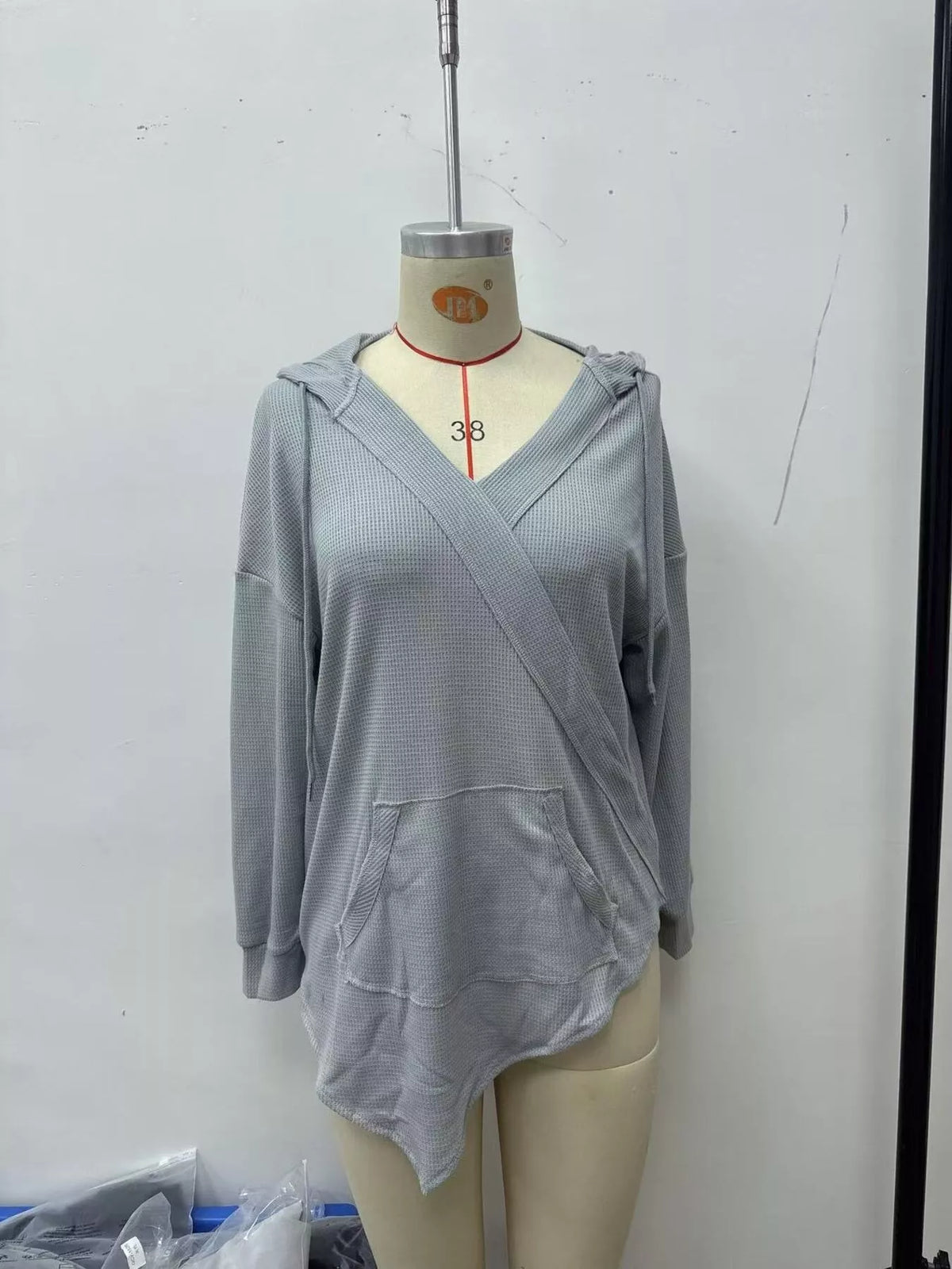 Women's Drawstring Waffle Knit Hoodie