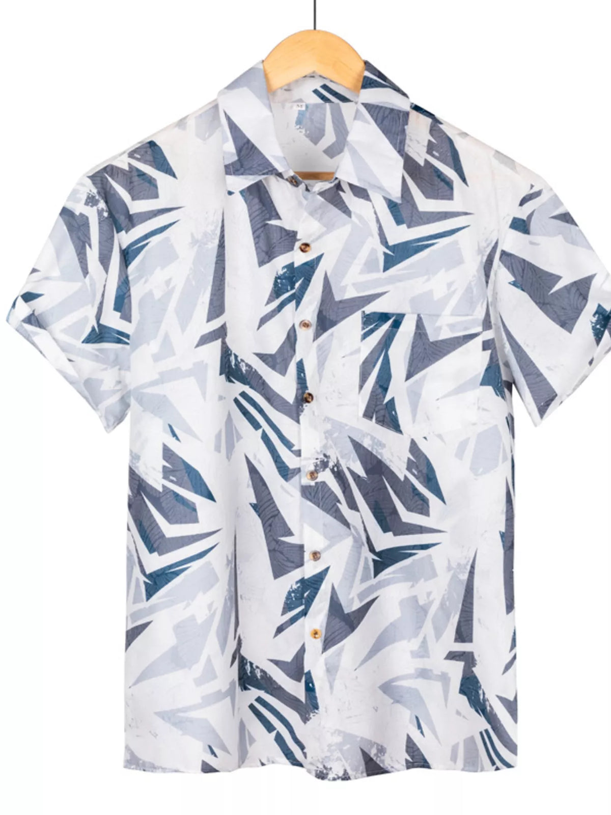 Men's Full Size Short Sleeve Geometric Print Casual Button-Down Shirt Plus Size