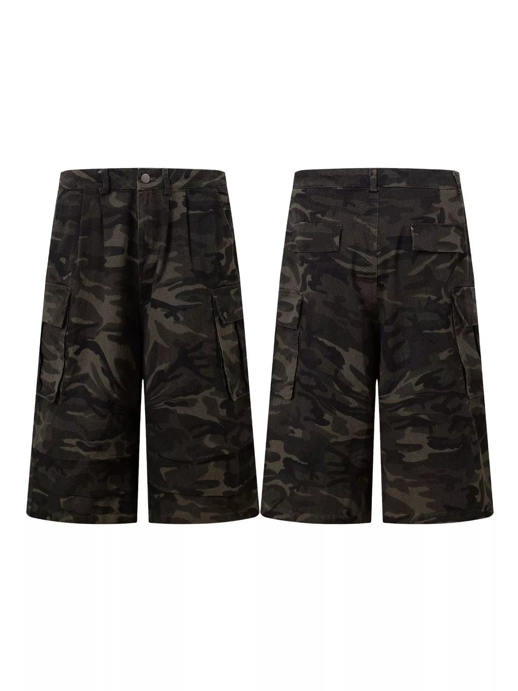 Men's Camouflage Color Men's Camouflage Wide-Leg Cargo Capris - Camouflage Color