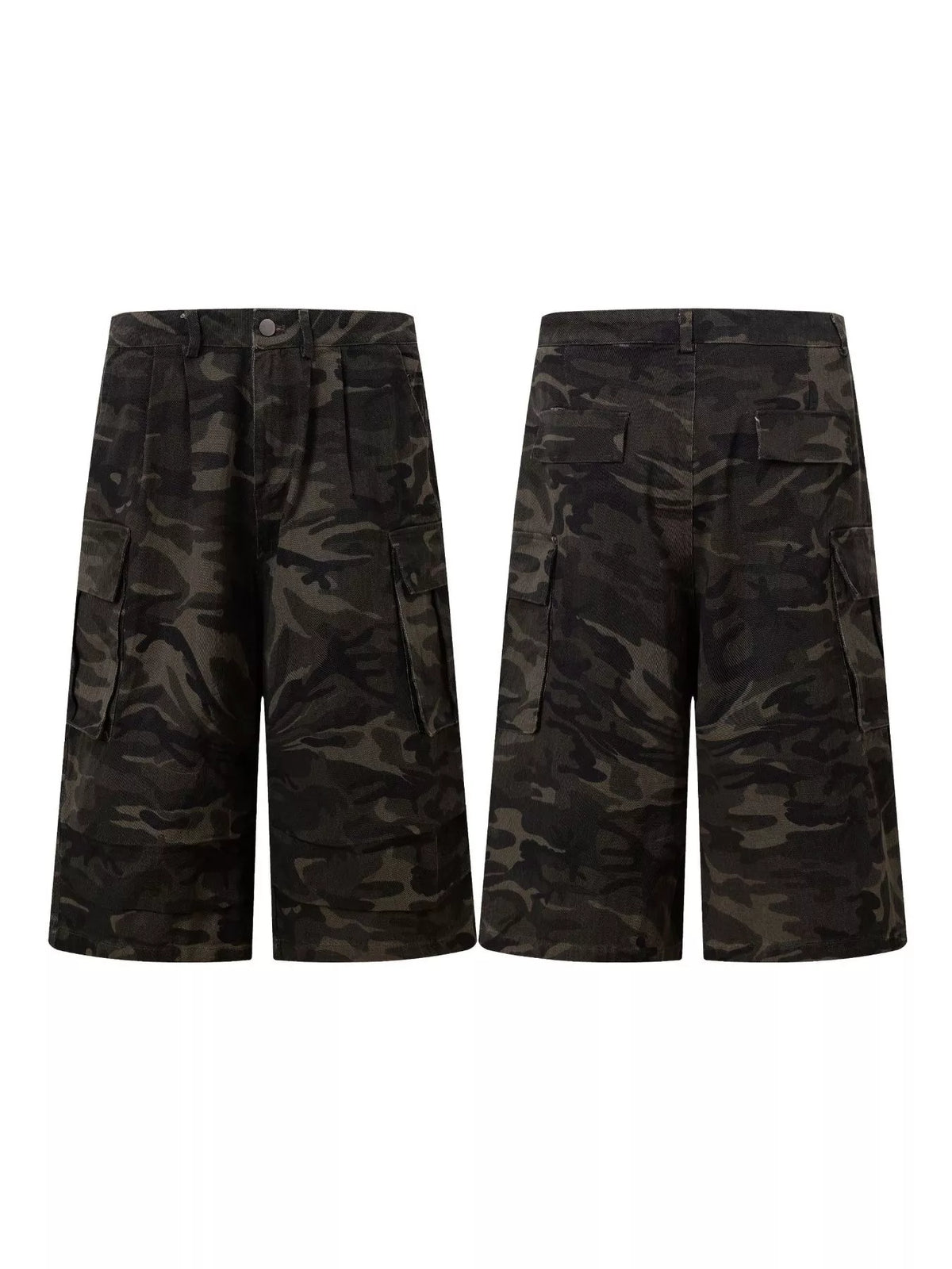 Men's Camouflage Color Men's Camouflage Wide-Leg Cargo Capris - Camouflage Color