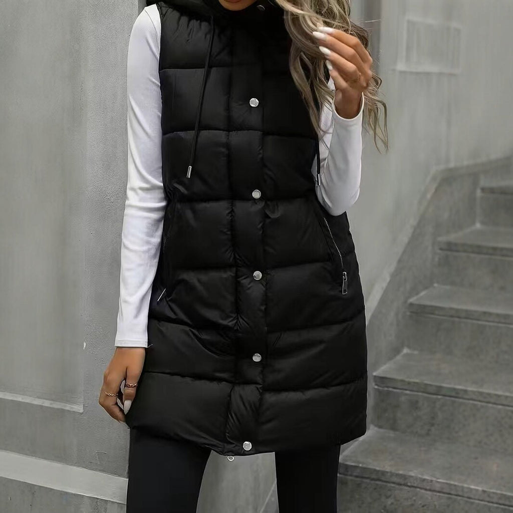 Women's Fashionable Warm Long Hooded Vest