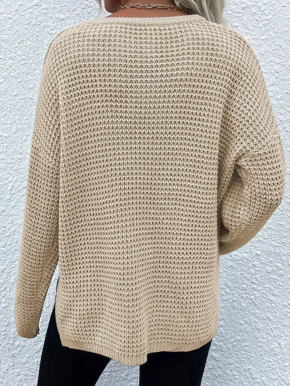 Women's Notched Long Sleeve Sweater