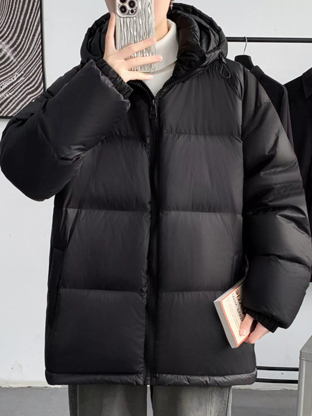 Men's Warm Padded Hooded Puffer Jacket, Plus Size