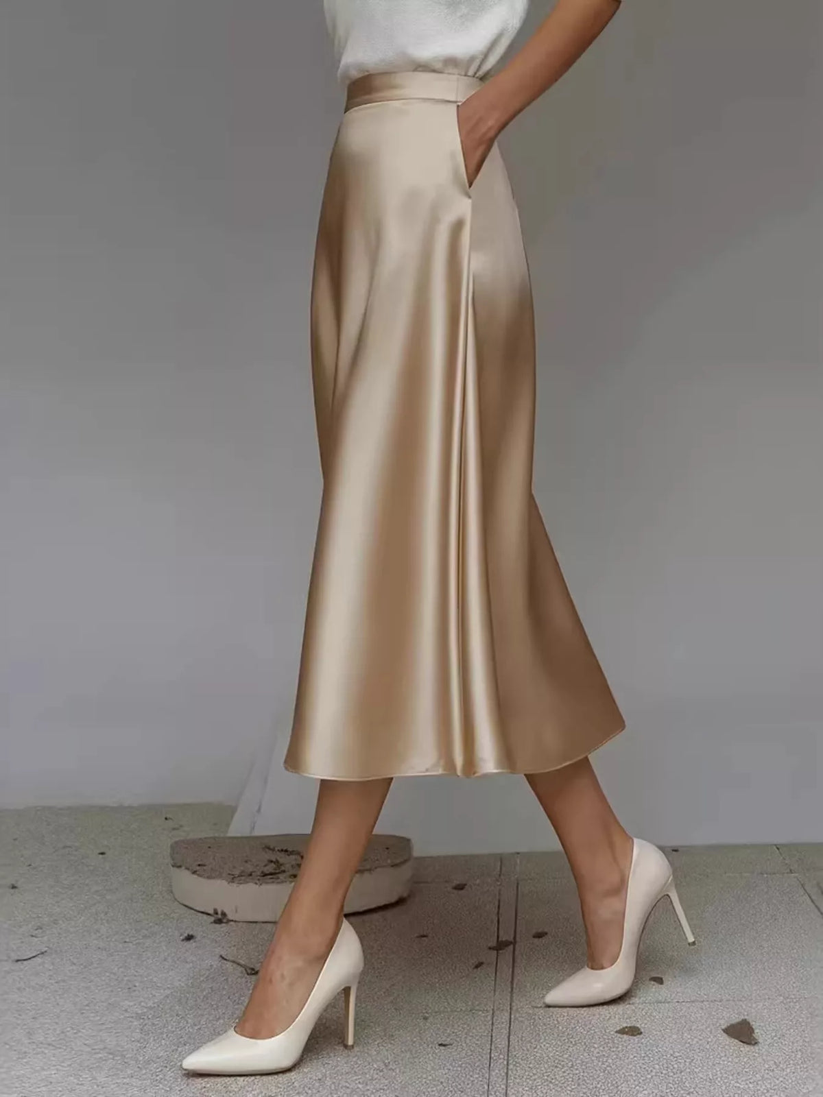 Women's Satin Midi Skirt