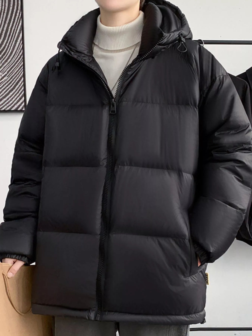 Men's Warm Padded Hooded Puffer Jacket, Plus Size