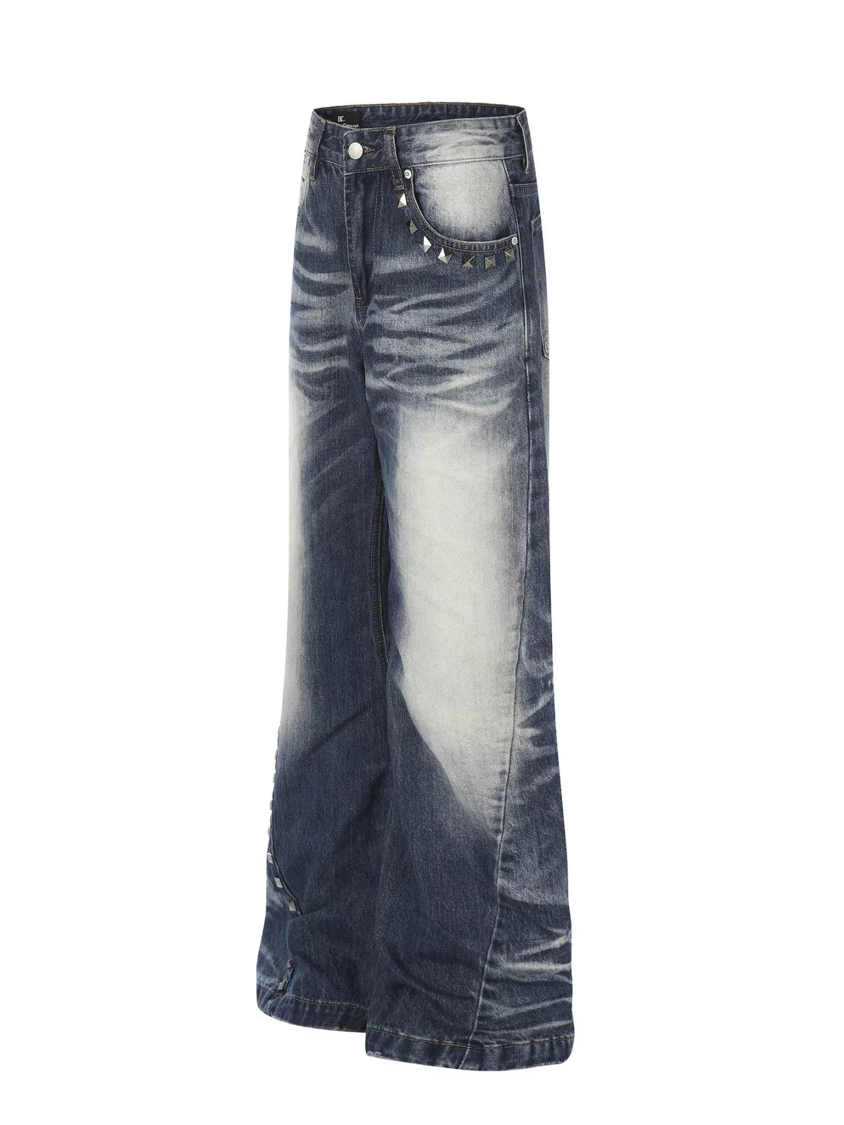 Men's Blue Men's Studded Washed Bootcut Jeans - Blue