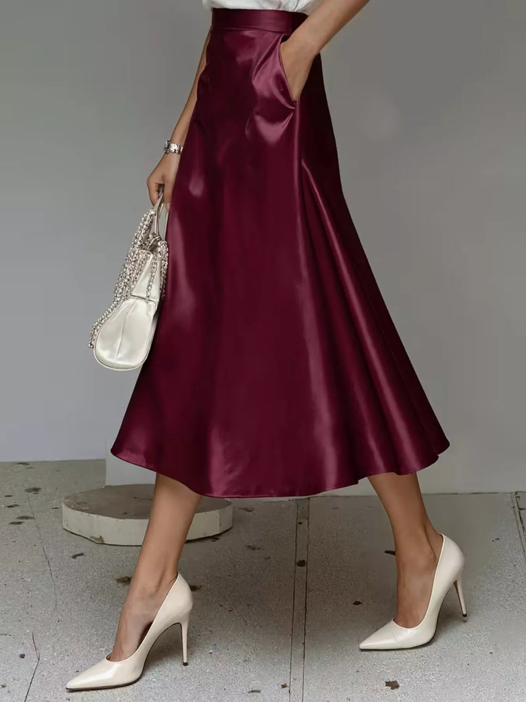 Women's Satin Midi Skirt