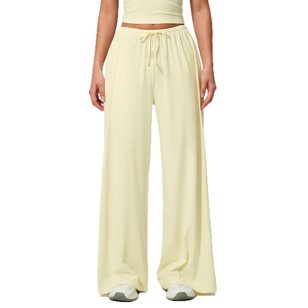 Women's Cross-border Sanding Pants Dipped Wide-leg Loose Casual Pants Women's Sports Fitness Elapsed Drawstring Pants 3058