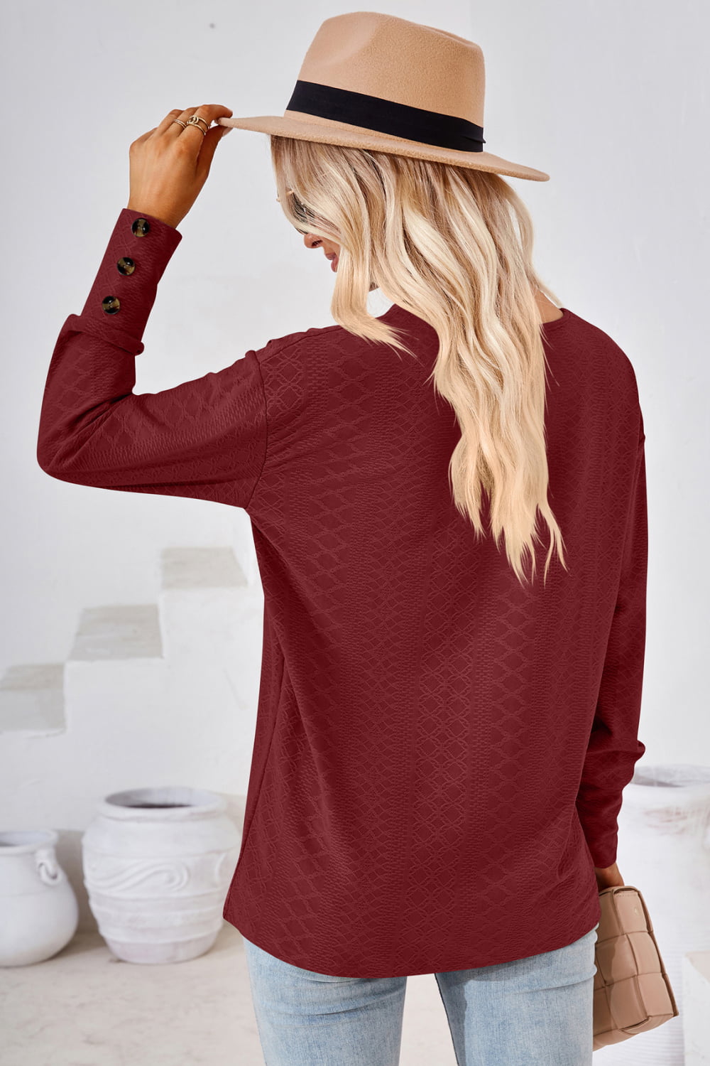 Women's V-Neck Long Sleeve Blouse