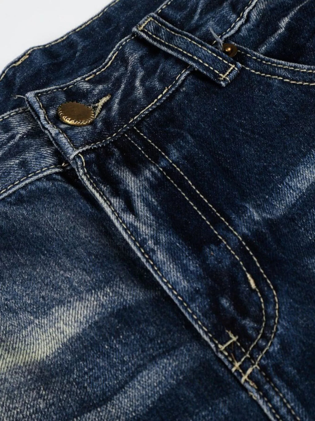 Men's Blue Men's Distressed Wide-Leg Bootcut Jeans, Plus Size - Blue